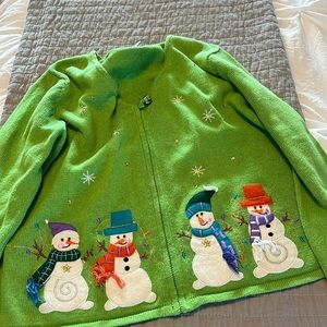 Cute snowman zip cardigan